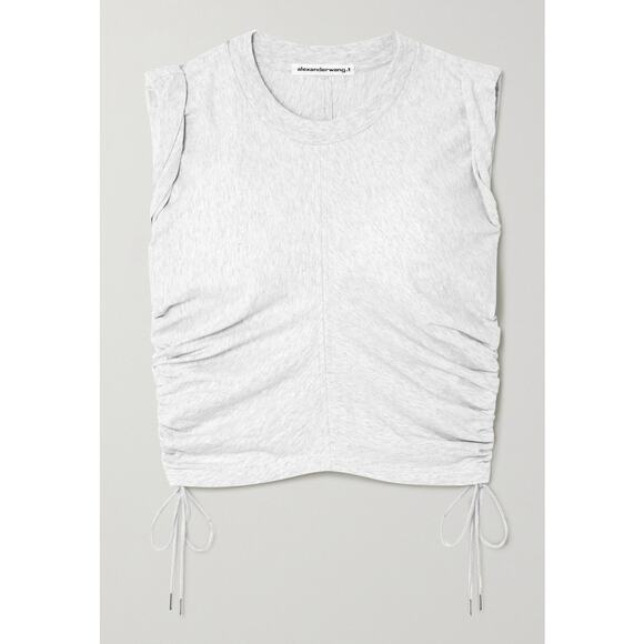 T by Alexander Wang Wash & Go Side Tie Crop Top Tee Gray Women's Size Medium - Picture 1 of 10